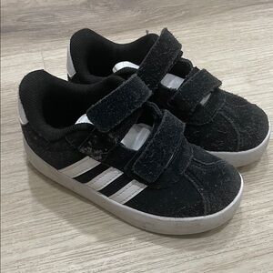Adidas Kids Black and White Velcro Sneakers